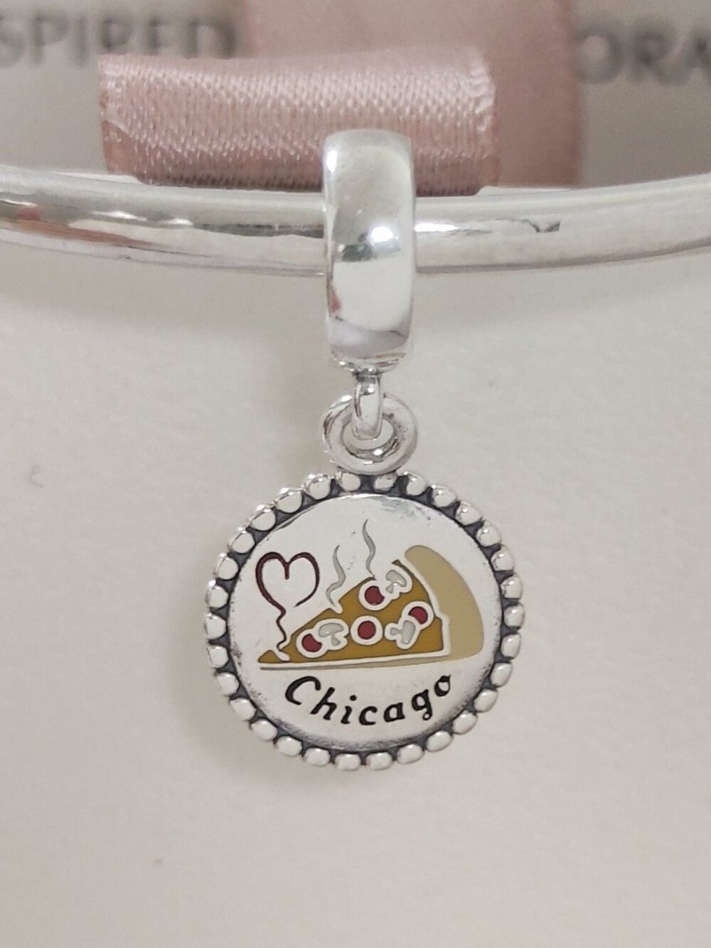 Pandora Chicago Exclusive Deep Dish Pizza Logo Dangle Charm